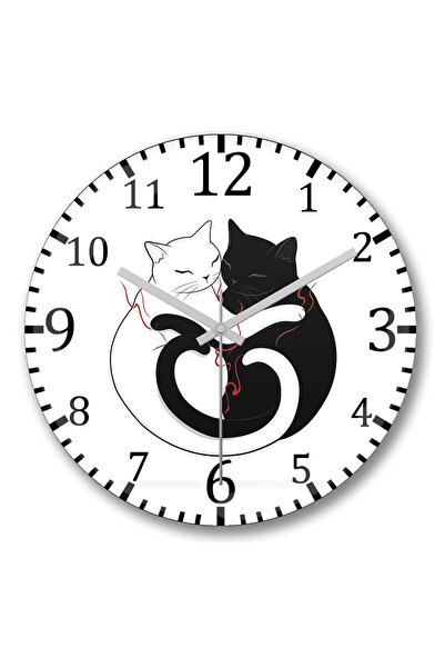 BASKI DÜNYASI Ceas de perete Love pisică ler Blazing Cat Love din sticlă aute...
