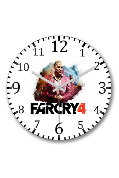 BASKI DÜNYASI ساعة حائط Far Cry 4 Pagan Min من الزجاج الحقيقي المنحني
