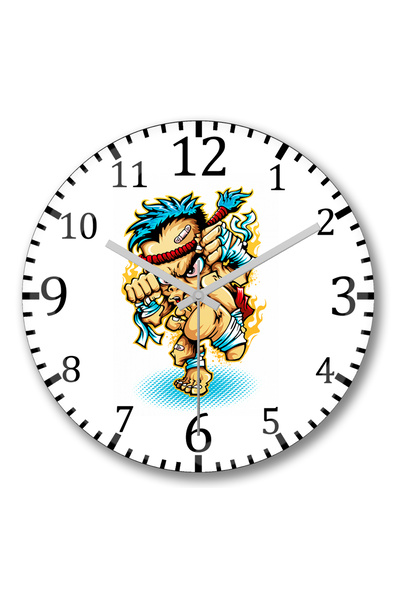 BASKI DÜNYASI Ceas de perete Muay Thai din sticlă autentică bombată