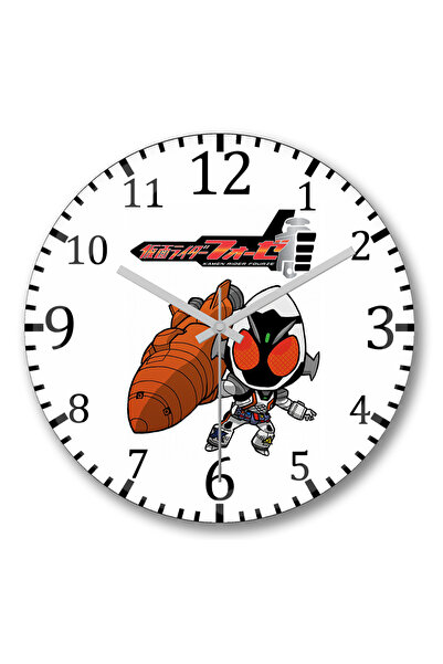 BASKI DÜNYASI ساعة حائط Kamen Rider Fourze1 من الزجاج الحقيقي المنحني