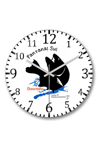 BASKI DÜNYASI Ceas de perete cu pește Dourado din sticlă autentică bombată