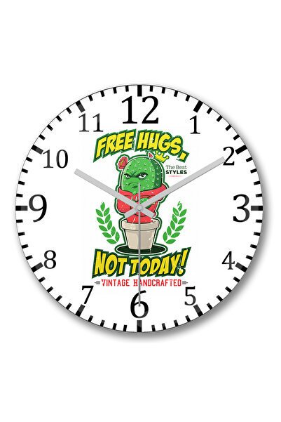 BASKI DÜNYASI Ceas de perete Free Hugs Not Today din sticlă autentică bombată