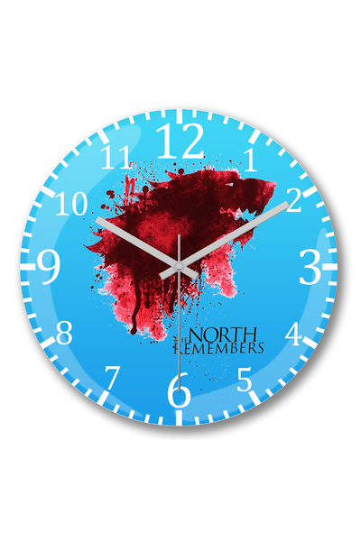 BASKI DÜNYASI لعبة العروش ذا نورث تذكر ساعة الحائط المنحنية من الزجاج الحقيقي