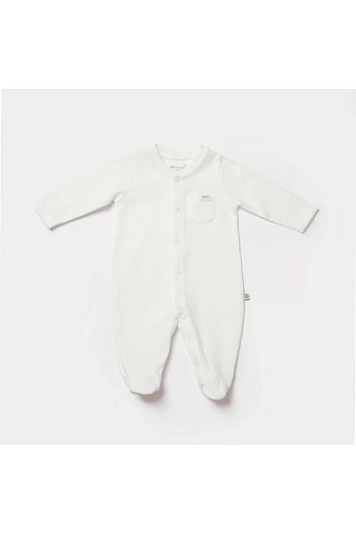 Biorganic Ecru Waffle Smile Baby Romper
