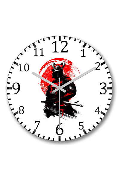 BASKI DÜNYASI ساعة حائط ساموراي من الزجاج الحقيقي المنحني