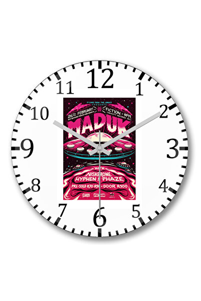 BASKI DÜNYASI ساعة حائط مادوك من الزجاج الحقيقي المنحني