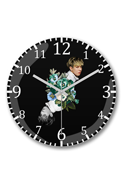 BASKI DÜNYASI ساعة حائط Yugyeom من الزجاج الحقيقي المنحني