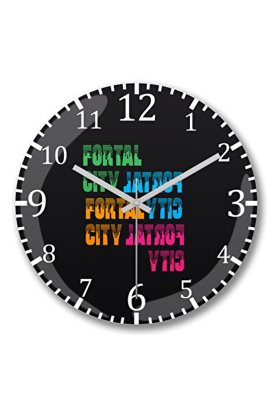 BASKI DÜNYASI ساعة حائط فورتال سيتي من الزجاج الحقيقي المنحني