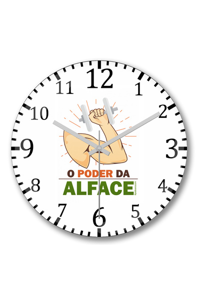 BASKI DÜNYASI ساعة حائط O Poder da Alface من الزجاج الحقيقي المنحني