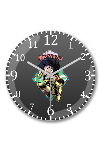 BASKI DÜNYASI ساعة حائط ماي هيرو أكاديميا من الزجاج الحقيقي المنحني