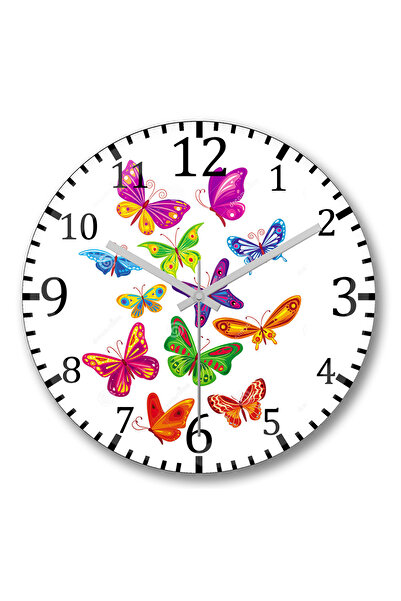 BASKI DÜNYASI Ceas de perete cu fluturi navigatoare din sticlă autentică bombată