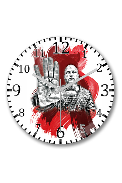 BASKI DÜNYASI ساعة حائط راجنار فيكينجز من الزجاج الحقيقي المنحني