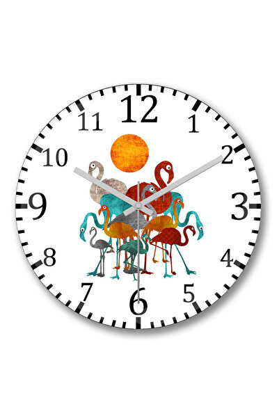BASKI DÜNYASI ساعة حائط فلامينجو 2 من الزجاج الحقيقي المنحني