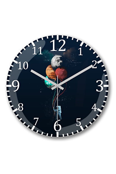 BASKI DÜNYASI Ceas de perete cu balon astronaut din sticlă autentică bombată