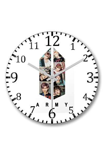 BASKI DÜNYASI Ceas de perete Bts Fire din sticlă autentică bombată