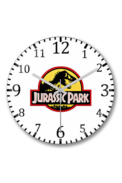 BASKI DÜNYASI ساعة حائط جوراسيك بارك من الزجاج الحقيقي المنحني