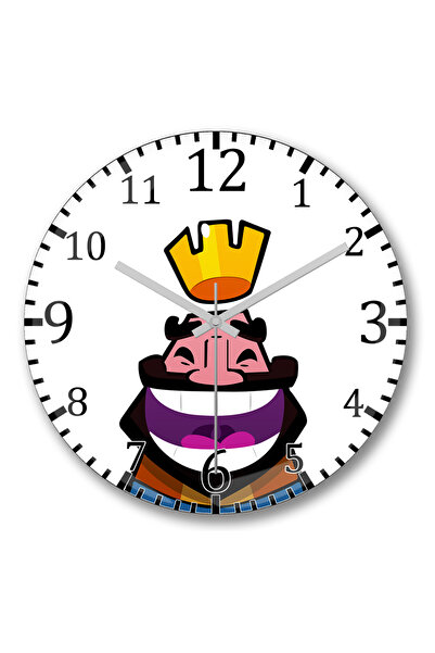 BASKI DÜNYASI Clash Royale Clash of Clans Duvar Saati Bombeli Gercek Cam