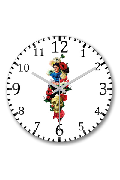 BASKI DÜNYASI ساعة حائط فريدا كاهلو 2 من الزجاج الحقيقي المنحني