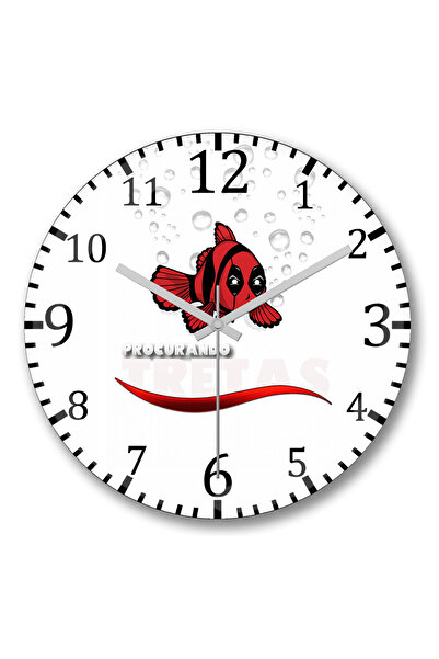 BASKI DÜNYASI ساعة حائط Procurando Tretas من الزجاج الحقيقي المنحني