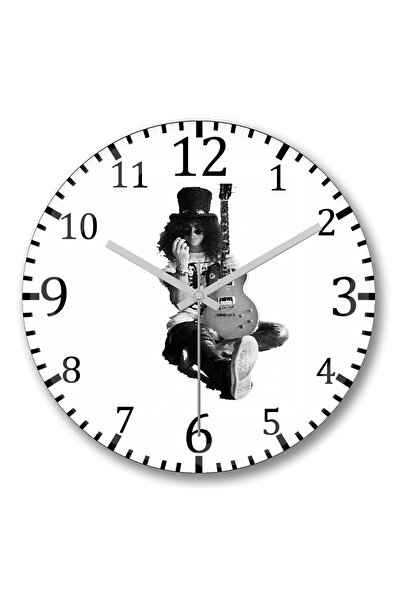 BASKI DÜNYASI ساعة حائط Guitarrista Slash 2 من الزجاج الحقيقي المنحني