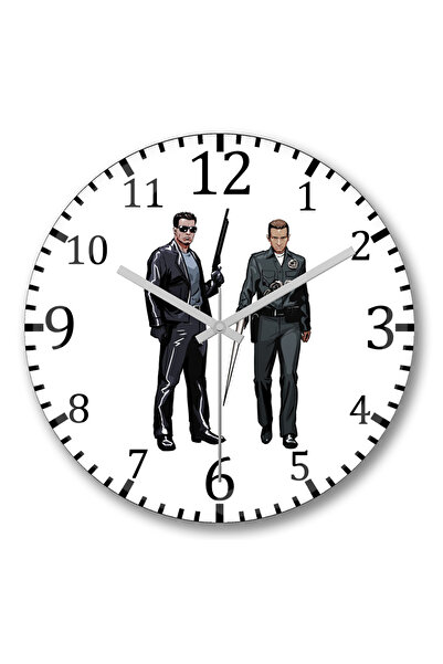 BASKI DÜNYASI ساعة حائط تيرميناتور من الزجاج الحقيقي المنحني