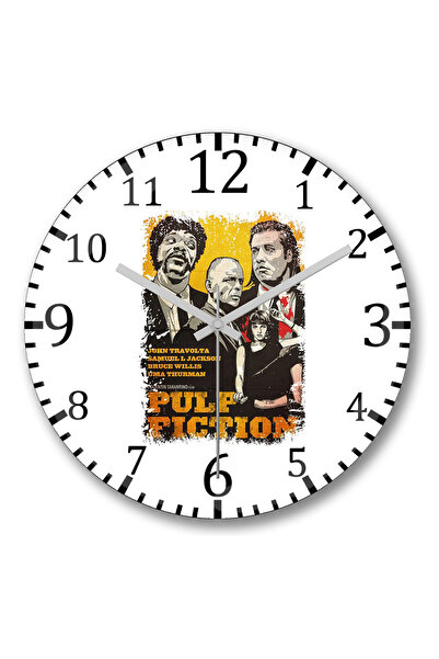 BASKI DÜNYASI ساعة حائط Pulp Fiction من الزجاج الحقيقي المنحني