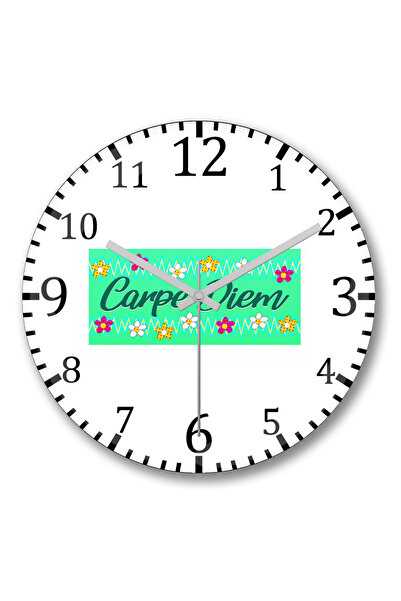 BASKI DÜNYASI Ceas de perete Carpe Diem din sticlă autentică bombată