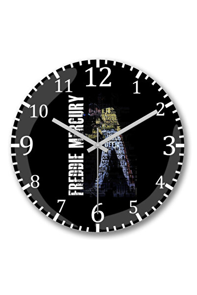 BASKI DÜNYASI ساعة حائط فريدي ميركوري من الزجاج الحقيقي المنحني