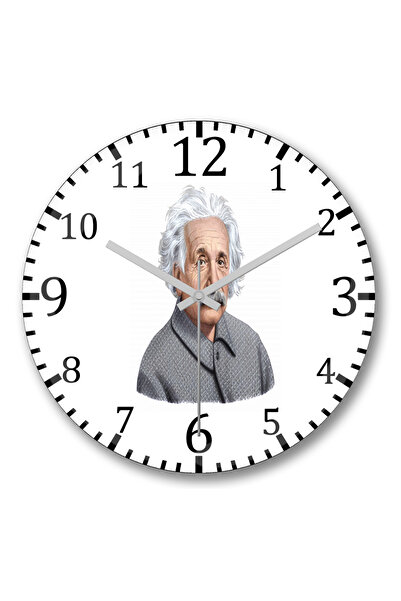 BASKI DÜNYASI Ceas de perete Albert Einstein din sticlă autentică bombată
