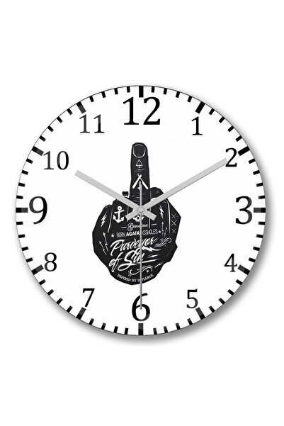 BASKI DÜNYASI ساعة حائط Dedo Obsceno من الزجاج الحقيقي المنحني