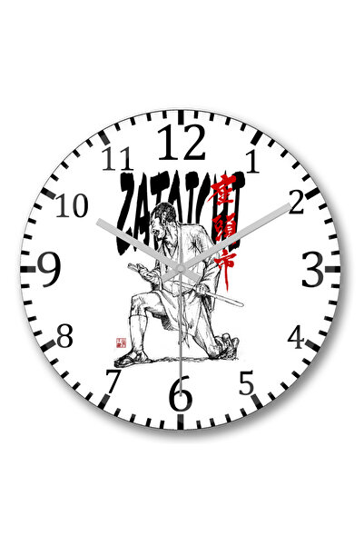 BASKI DÜNYASI Zatoichi ساعة الحائط المبارز الأعمى من الزجاج الحقيقي المنحني