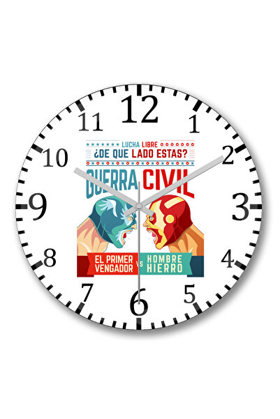 BASKI DÜNYASI Ceas de perete Lucha Libre Cap și Iron Man din sticlă autentică...