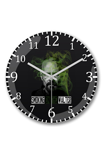 BASKI DÜNYASI Ceas de perete Smoking On The Walter din sticlă autentică bombată