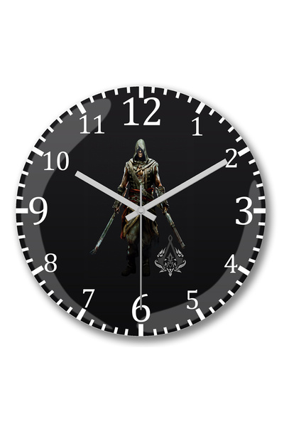 BASKI DÜNYASI ساعة حائط Assassins 2 من الزجاج الحقيقي المنحني