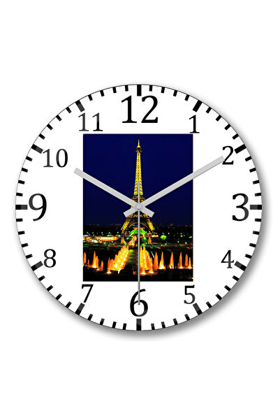 BASKI DÜNYASI Turnul Eiffel din Paris Ceas de perete cu balon zburător din sticlă autentică