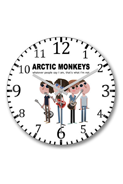 BASKI DÜNYASI ساعة حائط Arctic Monkeys 2 من الزجاج الحقيقي المنحني