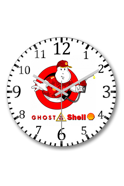 BASKI DÜNYASI ساعة حائط شبح في الصدفة من الزجاج الحقيقي المنحني