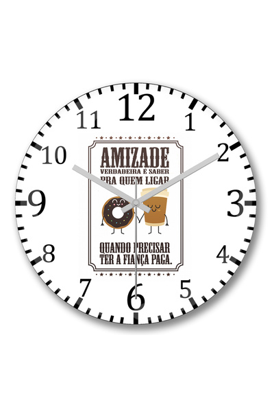 BASKI DÜNYASI Amizade Verdadeira Wall Clock Curved Real Glass