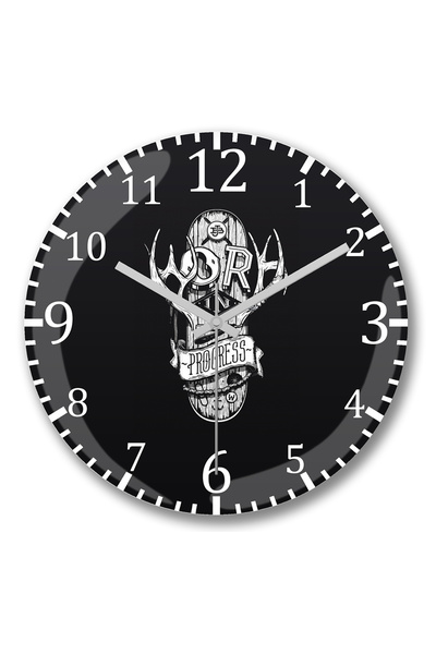 BASKI DÜNYASI ساعة حائط تزلج في بروجريسو من الزجاج الحقيقي المنحني