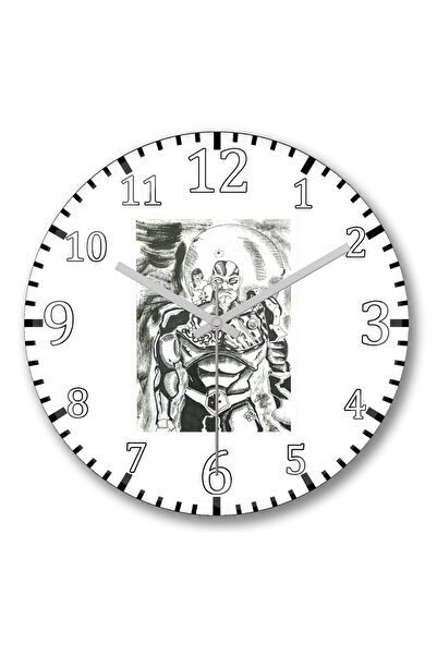 BASKI DÜNYASI ساعة حائط Guerreiro Warrior Dragon من الزجاج الحقيقي المنحني