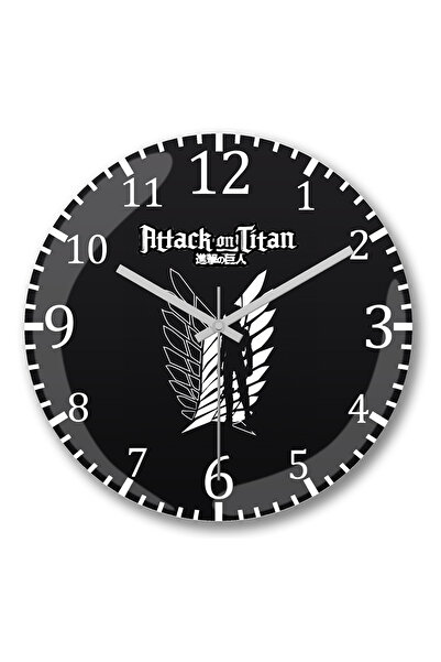 BASKI DÜNYASI ساعة حائط Attack On Titan من الزجاج الحقيقي المنحني