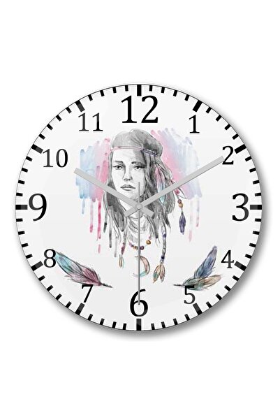 BASKI DÜNYASI قائمة شندلر فتاة ترتدي معطفًا أحمرًا وساعة حائط من الزجاج الحقي...