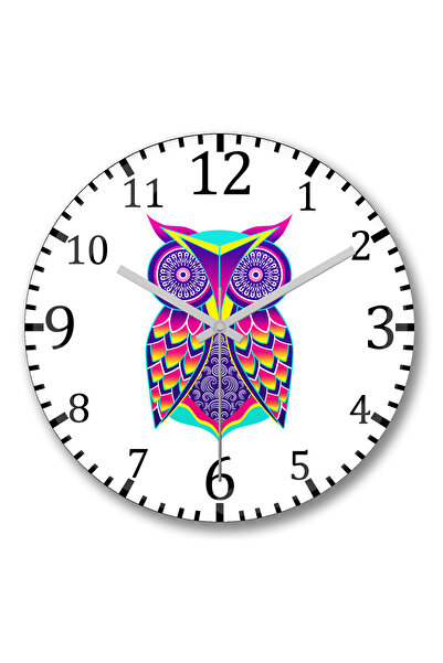 BASKI DÜNYASI ساعة حائط على شكل بومة ملونة من الزجاج الحقيقي