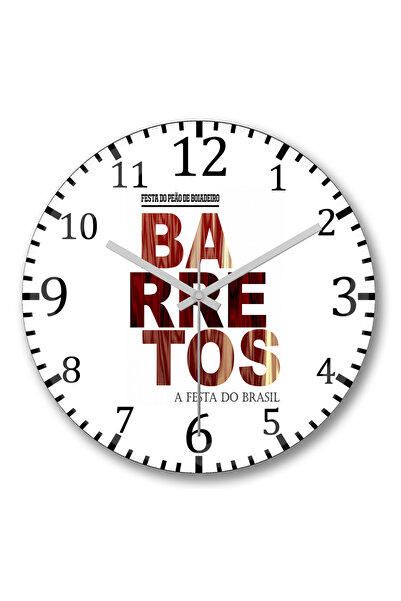 BASKI DÜNYASI ساعة حائط Festa de Peao Barretos من الزجاج الحقيقي المنحني