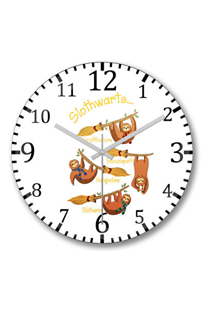 BASKI DÜNYASI Ceas de perete Harry Pawter Cute Sloth Slothwarts din sticlă autentică bombată