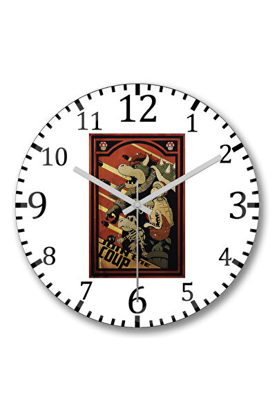 BASKI DÜNYASI Ceas de perete King Koopa Super Mario Bros din sticlă autentică...