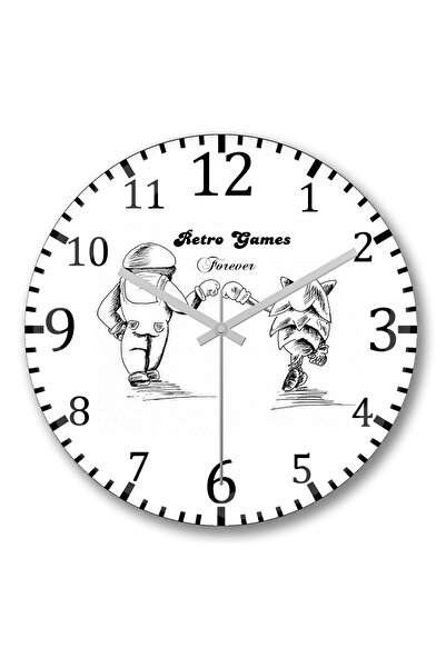 BASKI DÜNYASI ساعة حائط ريترو جيم فور إيفر من الزجاج الحقيقي المنحني