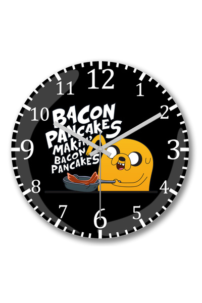 BASKI DÜNYASI ساعة حائط فطائر لحم الخنزير المقدد من الزجاج الحقيقي المنحني