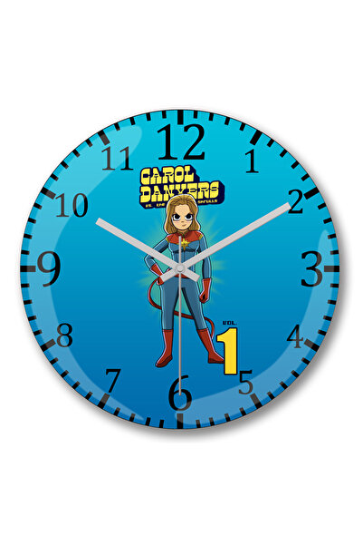 BASKI DÜNYASI ساعة حائط كابتن مارفل كارول دانفرز ذا سكولز من الزجاج الحقيقي ا...