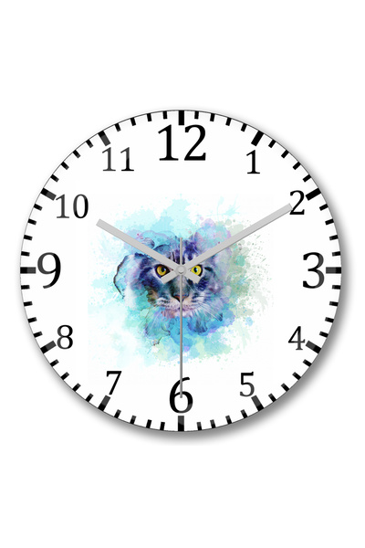 BASKI DÜNYASI ساعة حائط على شكل قطة ملونة من الزجاج الحقيقي